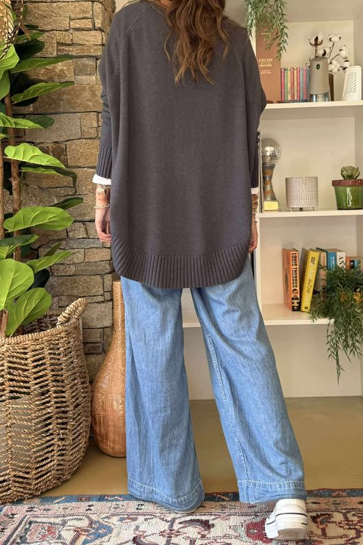 Charli Circle Knit Top Charcoal 